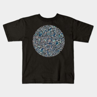 Teal Garden - floral doodle pattern in cream & navy blue Kids T-Shirt